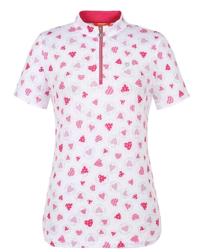 Áo thun golf nữ ngắn tay in hình trái tim cổ khóa kéo - All For You